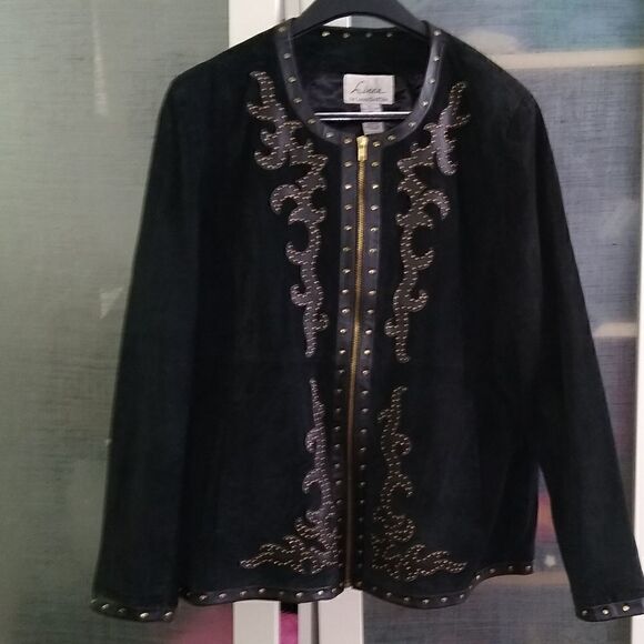 Luis Dell'Olio XL wearable art black suede jacket - Picture 2 of 9